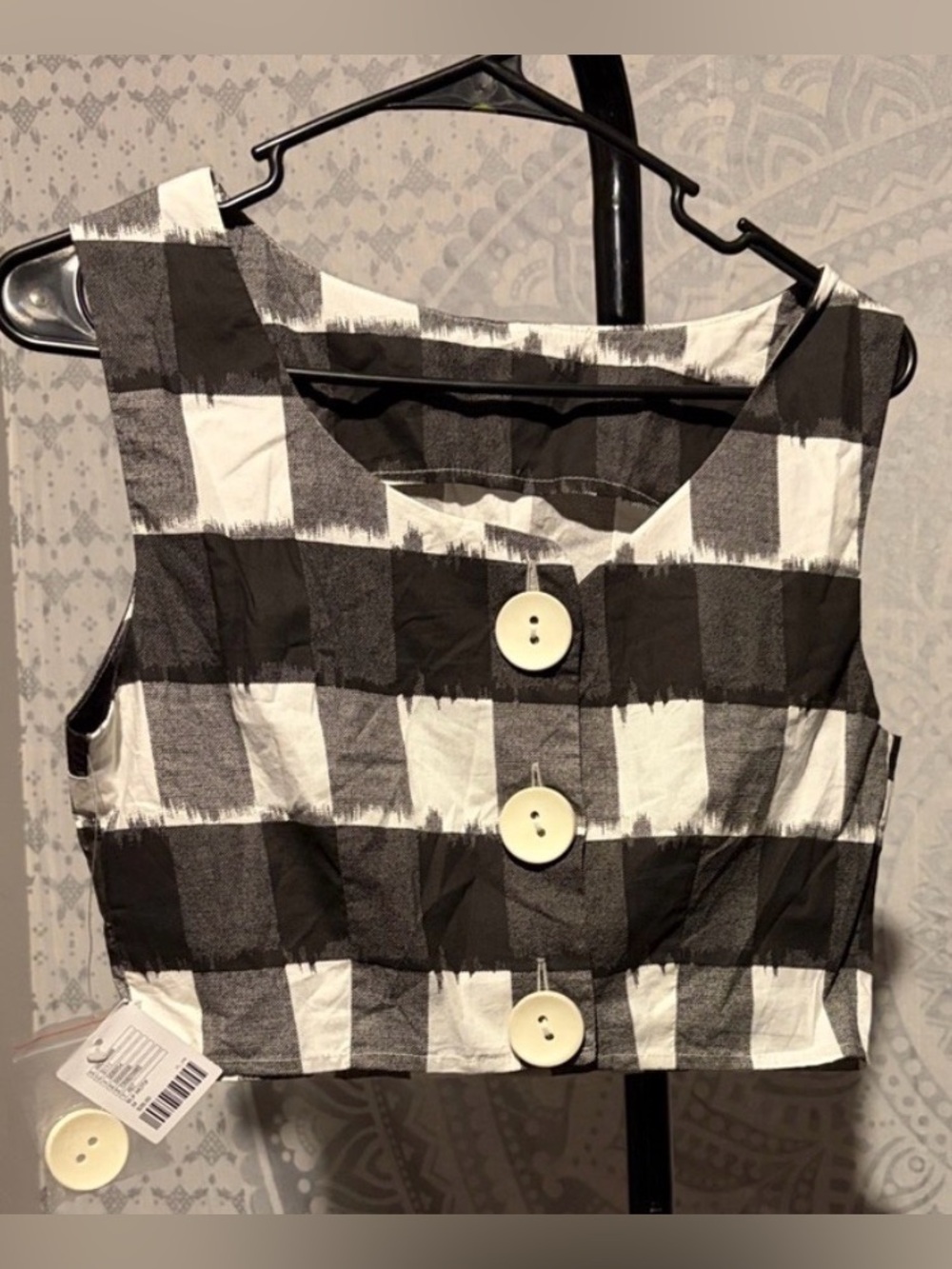 🏁 Urban Outfitters Gingham Button-Front Crop Top | Medium